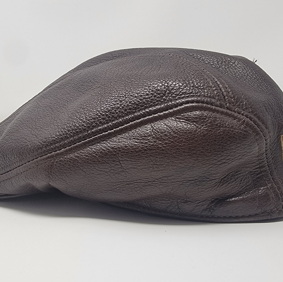Vintage Harley Davidson Newsboy Cabbie Ivy Cap Brown Genuine Leather Hat S/M - Picture 6 of 14